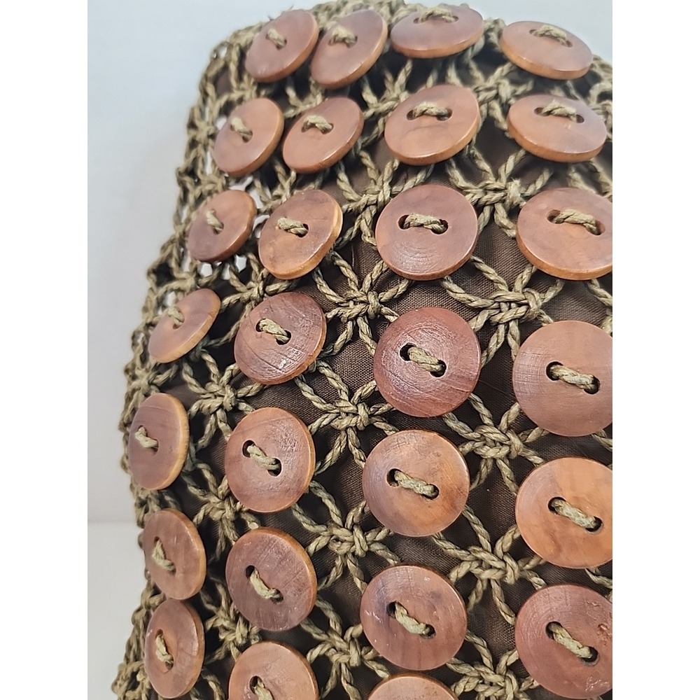 Vintage Cappelli Straworld Macrame Purse Button Embellishments Y2K Beach Boho - Picture 7 of 16